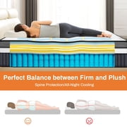 14 Inch Queen Mattress in a Box, Cooling Gel Memory Foam with Pocket Springs, Medium Firm Bed for Cool Sleep & Pressure Relief, Motion Isolation, CertiPUR-US Certified
