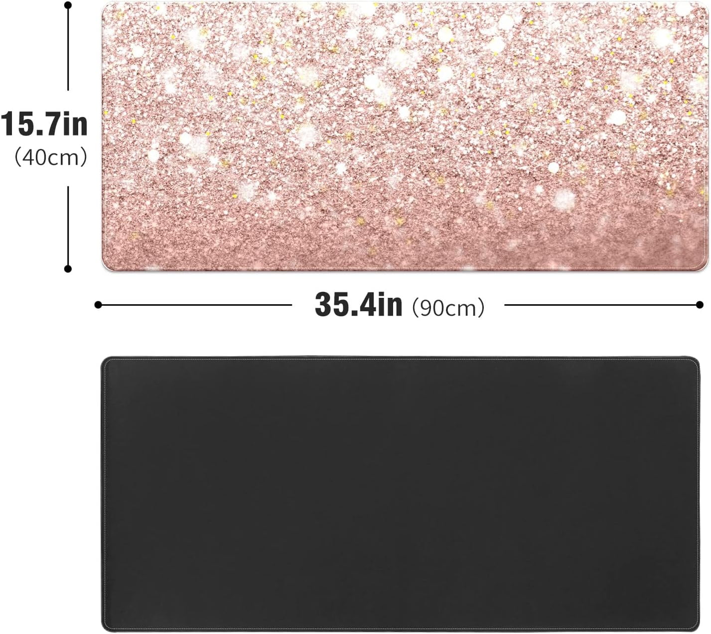 Rose Gold Glitter Desk Mat, Desk Accessory, Cute Workspace, Trendy Workspace, Trendy, 35.4x15.7in Large Gaming Mouse Pad, Cute Desk Topper, Pretty Desk Pad