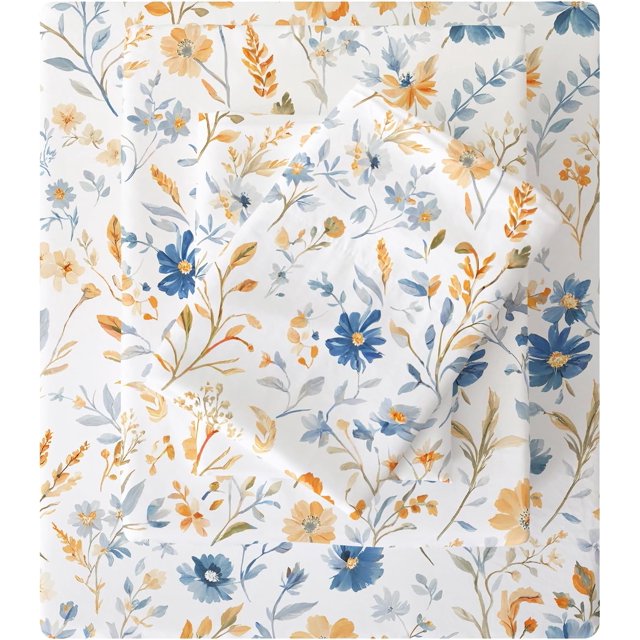 Floral Queen Sheets Soft Breathable Microfiber Vintage Printed Bed Sheet Set Deep Pocket Fitted Sheet Included Flower Pattern