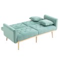 thumbnail image 7 of Velvet Futon Sofa Bed with 3 Adjustable Positions, Small Sleeper Sofa Loveseat with 2 Couch Pillows, Modern Upholstered Convertible Couch with 5 Metal Tapered Legs, Mint Green, 7 of 7