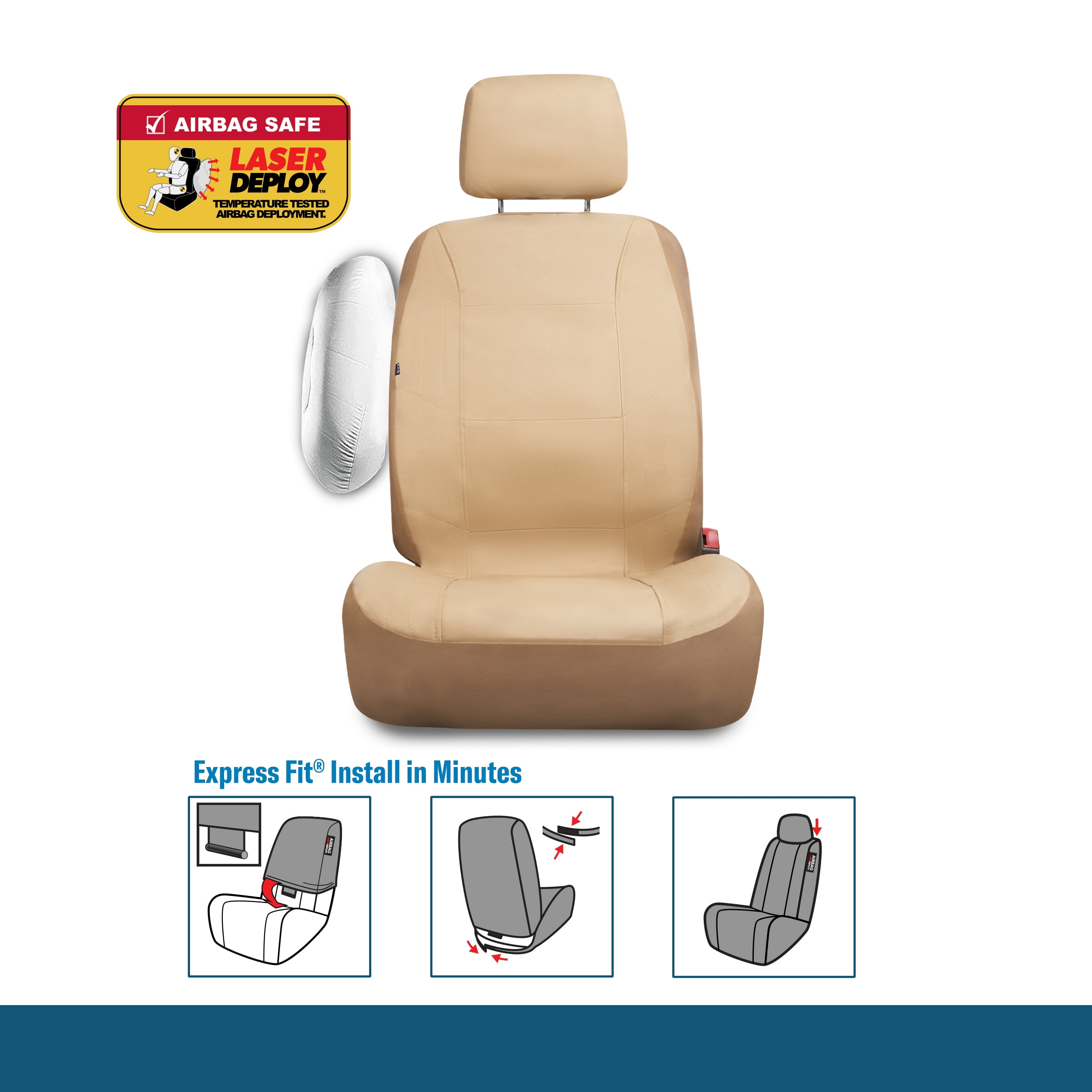 Custom Accessories Car Seat Covers Midnight Plush 2-Piece Tan