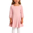 thumbnail image 4 of WMTBSRSW Toddler Girls Fall Dress Solid Casual Flowy A-Line Dress Long Sleeve Crewneck Casual Skater Dress for 0-8 Years, 4 of 6