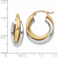 thumbnail image 4 of 14K Two-Tone Polished Double Tube Hoop Earrings (14 X 7) Made In Indonesia z795, 4 of 5
