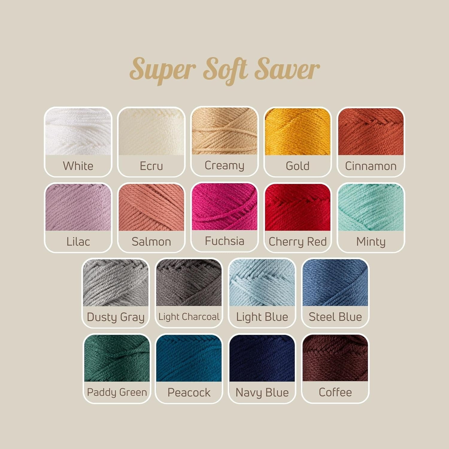 3 Skeins of Sensy Super Soft Saver Yarn, 3.5 oz, 190 Yards, Gauge 4 Medium (Cinnamon)