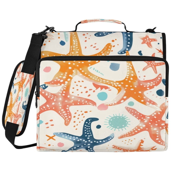 ALAZA Zipper Binder Cute Starfish Pattern 2 inch 3 Ring 500 Sheet Capacity Trapper Keeper File Folder Organizer Bag