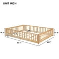 thumbnail image 5 of Queen Size Floor Bed for Kids, Wood Platform Bed with Fence and Door, Montessori Bed Frame with Slats Support, Playhouse Bed with Door Design, for Toddler, Boys,Girls,No Box Spring Needed, Natural, 5 of 9