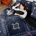 thumbnail image 4 of jejeloiu Rustic Western Aztec 7-Piece Twin Bedding Sets,Retro Bohemian Geometric Bedding Comforter Set,Blue Vintage Rhombus Sheet Sets For Men Women,Home Decor Reversible, 4 of 8