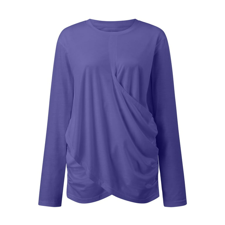 Womens Long Sleeve Tops Twist Front Tunic Tops To Wear With