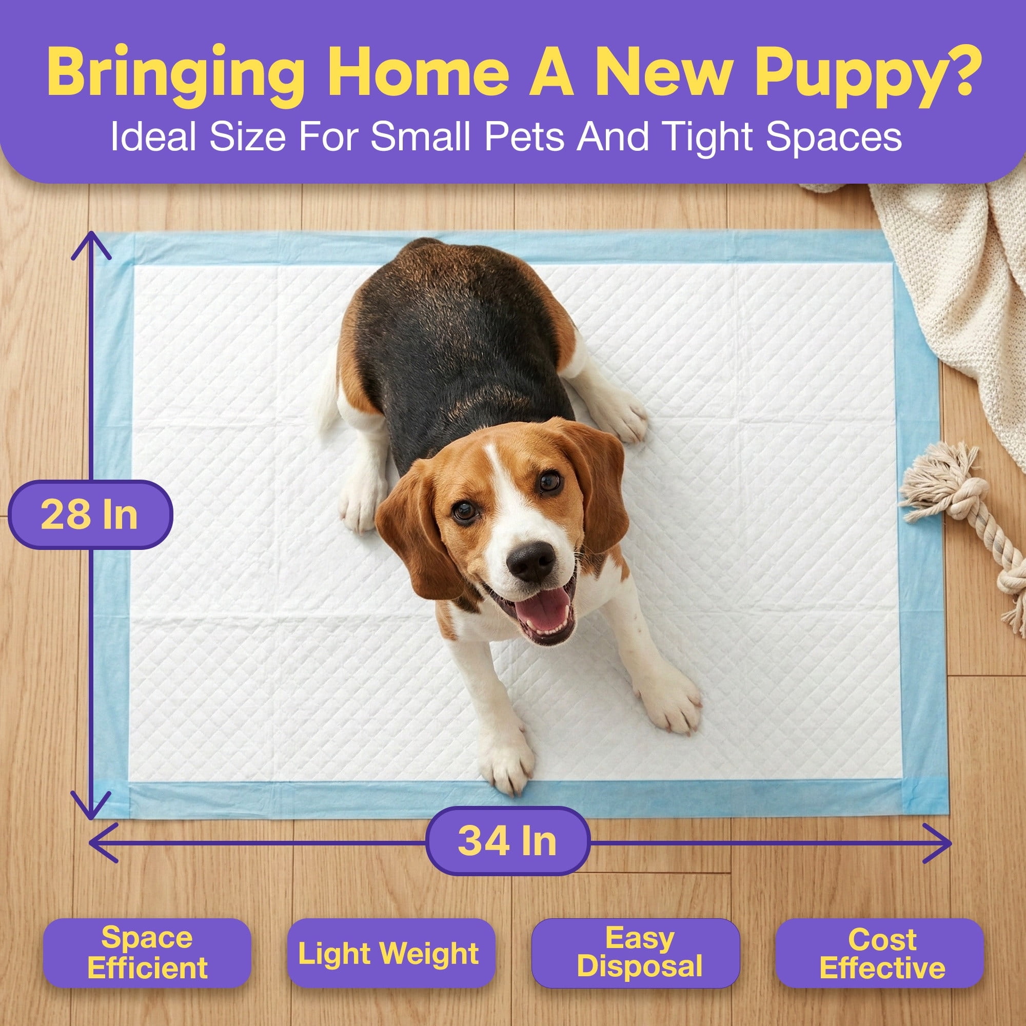 PetsWorld Puppy Training Pads 28x34 Fresh Scented Economy Value (Optional Sticky Corner Tape) 300 Count