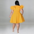 thumbnail image 4 of AURA Plus Size Ruffle Sleeve Maxi Swing Dress Solid Color Summer Casual Street Style, 4 of 5