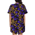 thumbnail image 3 of Lsque Golden Snake And Purple Rose Women's Short-Sleeved Pajama Set - 2 Piece Soft and Lightweight Sleepwear Set-Small, 3 of 9