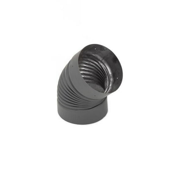 Selkirk Corporation 2611 6 Inch  Heat-fab 22-ga Welded Black Stovepipe  45 Deg Corrugated  Nonajustable Elbow