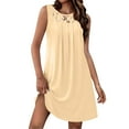 thumbnail image 2 of Up to 30% off Sundresses for Women 2025 Summer Saving, Women's Solid Sleeveless Round Neck Sexy Elegant Club Party Tunic Mini Dresses Casual Vacation Dress(Beige,XXL), 2 of 7
