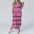 thumbnail image 5 of Atogsazn Womens Summer Dresses Comfort Short Sleeve V-Neck Long Dress Casual Loose T-Shirt Dresses for Women Hot Pink M on Clearance, 5 of 6