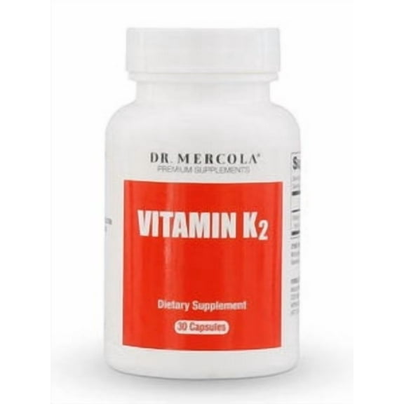 Dr. Mercola Vitamin K2, 30 Servings (30 Capsules), 180 mcg MK-7 Per Capsule, Dietary Supplement, Promotes Healthy Arterial Function, Non-GMO