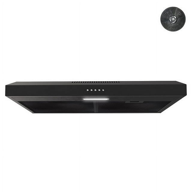 Streamline 30 in. Castellaro Ductless Undermount Range Hood in Grit Black with Mesh Filters, Push Button Control, LED Light