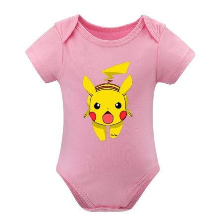 

Pokemon Newborn Pink Climbing Bodysuit Baby Boys&Girls Short Sleeve Tops 3 Months
