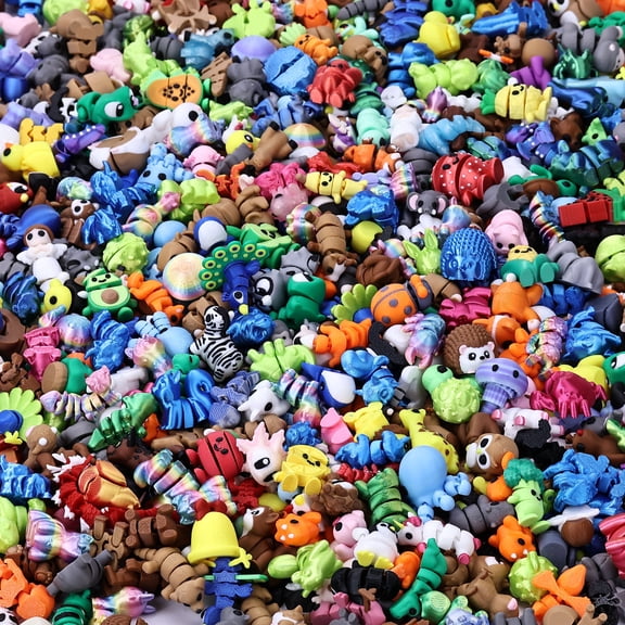 51 pcs Mystery Mini 3D Printed Animal Figurines, Randomly Picked Unique Flexible Articulated 3D Printed Animal Figures, Fidget Desk Toys, Party Favors, Classroom Rewards