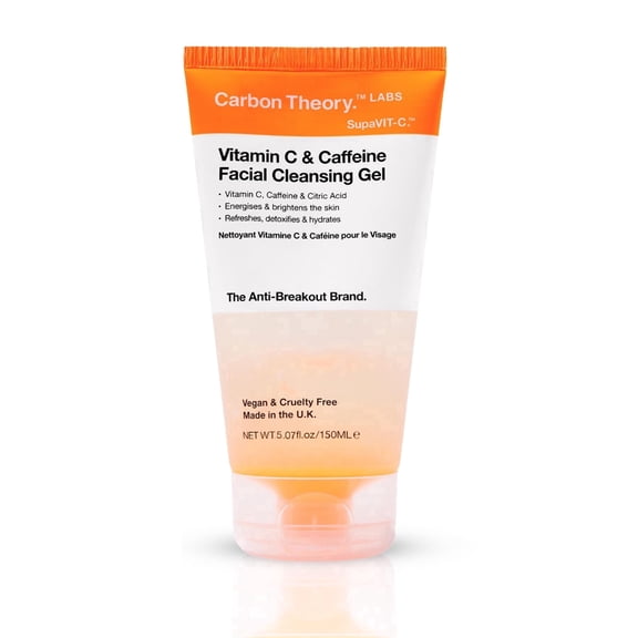 Carbon Theory Vitamin C and Caffeine Face Cleansing Gel for Tired, Dull Looking Skin, Helps Reduce Hyperpigmentation, Energises, Illuminates Skin and Gently Removes Impurities 150ml