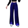 thumbnail image 5 of Pantalones casuales ajustados de gamuza con cintura alta de color sólido y drapeado a juego, pantalones anchos y sueltos para mujer, 5 of 5
