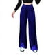 thumbnail image 5 of Pantalones casuales ajustados de gamuza con cintura alta de color sólido y drapeado a juego, pantalones anchos y sueltos para mujer, 5 of 6