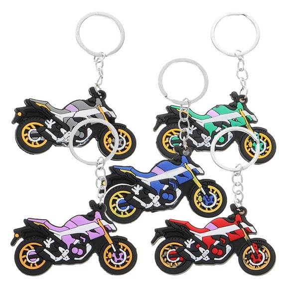 5 Pcs Lapel Brooch Motorcycle Key Chain Assorted Color Keychain 9.50X7.00X0.50CM