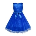 thumbnail image 3 of Flower Girls Dress Lace Pearl Dimensional Flowers Pageant Wedding Tulle 8, 3 of 5