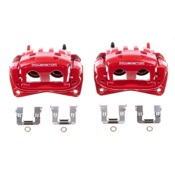 Power Stop Front Pair of Red Powder Coated Calipers S7084