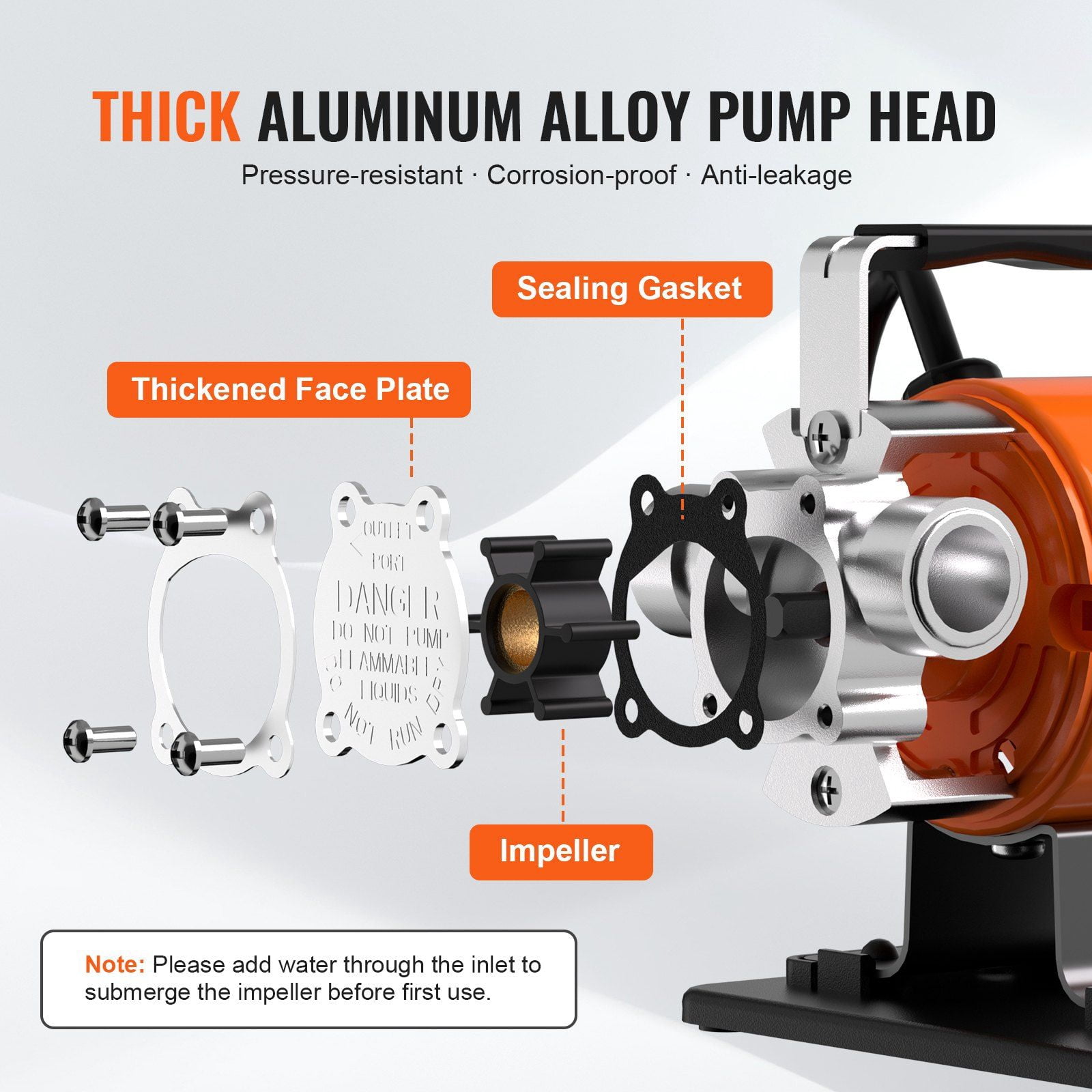Water Transfer Pump, 120V AC 360 GPH 1/10 HP, Portable Electric Utility Pump with 6 ft Suction Hose Kit, Carbon Brushes, Impeller, Suction Strainer, for Garden, Rain Barrel, Pool, Pond, Aquarium