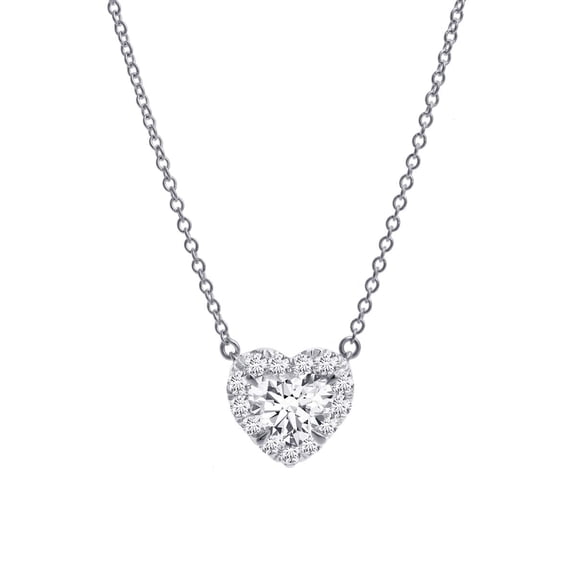 Mauli Jewels 1.00 Carat Labgrown Heart Diamond Pendant Necklace for Women in 14K White Gold, E-F Color VS1 Clarity Elegant Jewelry Gift