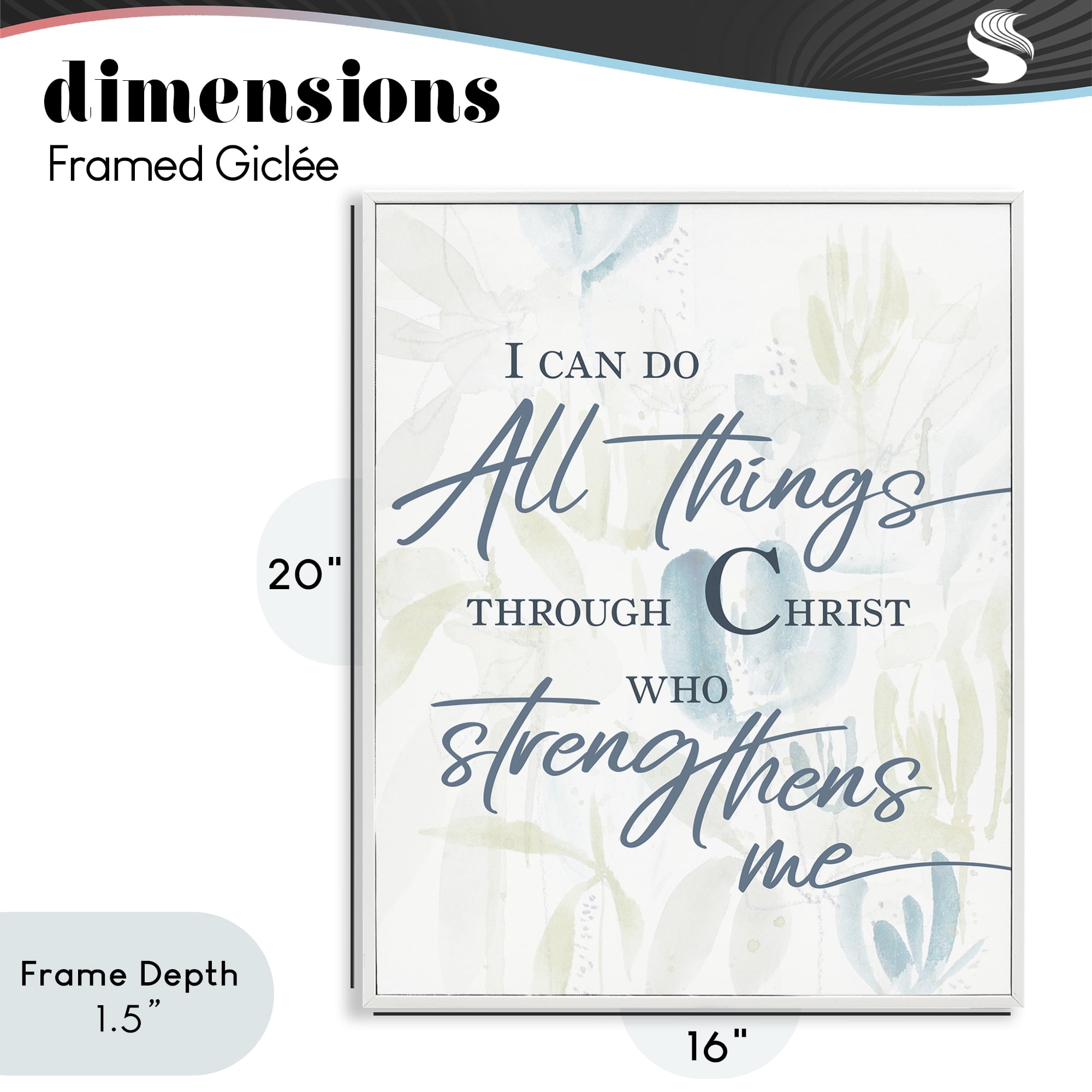 Stupell Industries All Things Through Christ White Framed Giclee Art, design by Krinlox