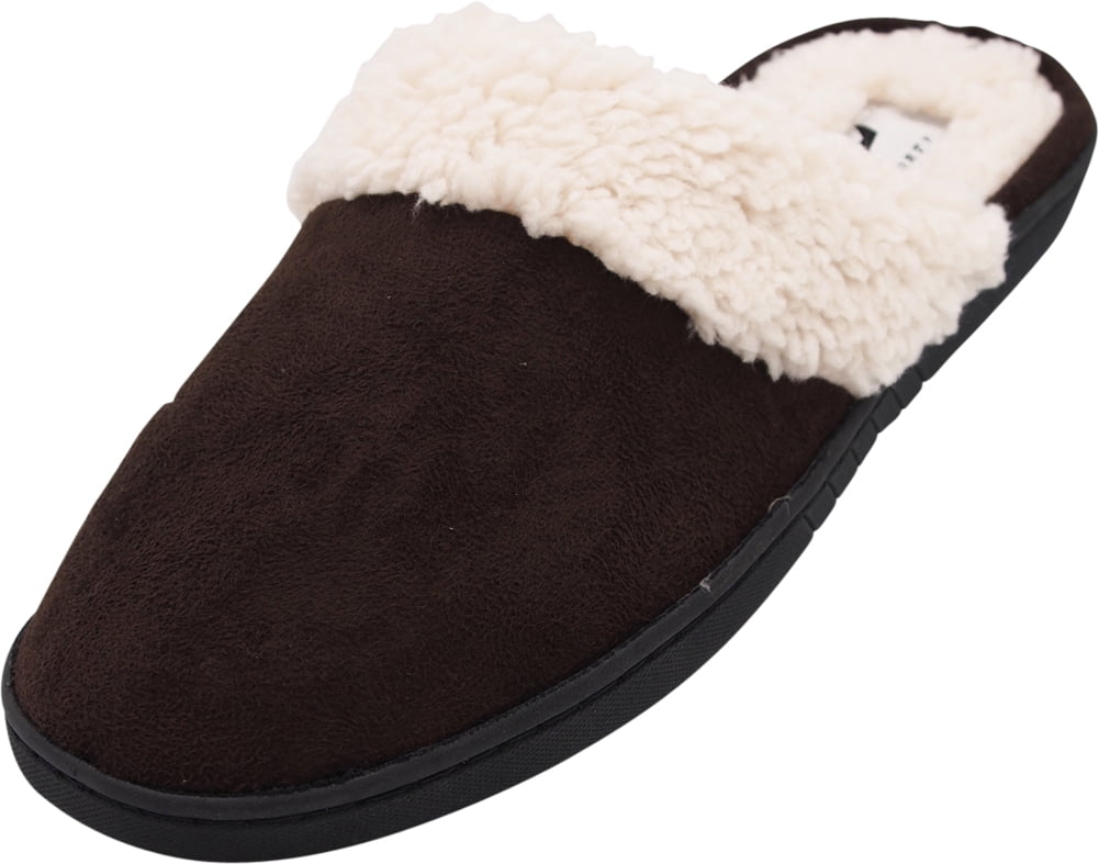 Norty Mens Slippers - Memory Foam Mule and Clog Slippers - Faux Suede ...