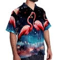 thumbnail image 2 of Starry Sky Flamingo Men's Short Sleeve Hawaiian Print Button Down Beach Shirt, 2 of 6