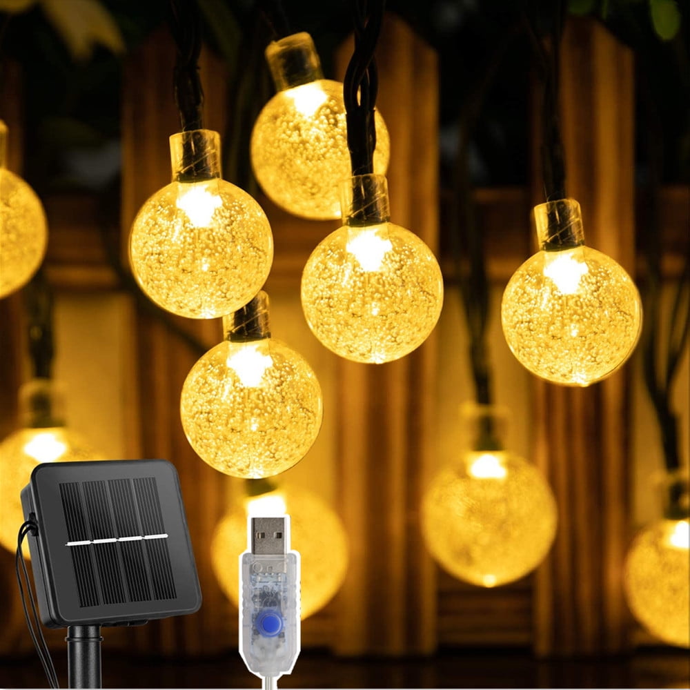 YEOLEH Solar String Lights Outdoor 60 Led 35.6 Feet, Crystal Globe