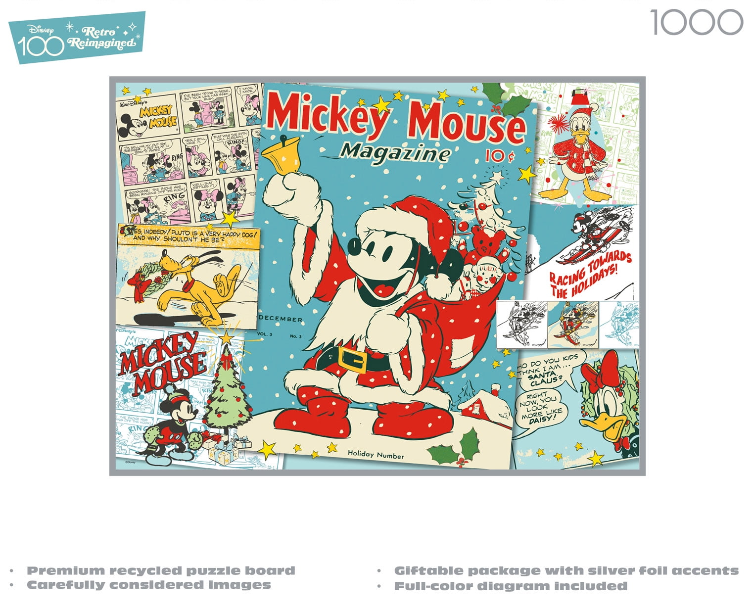(30 pack) Buffalo Games Silver Select Santa Mickey Retro Reimagined 1000-Piece Interlocking Jigsaw Puzzle for Adults Ages 14+
