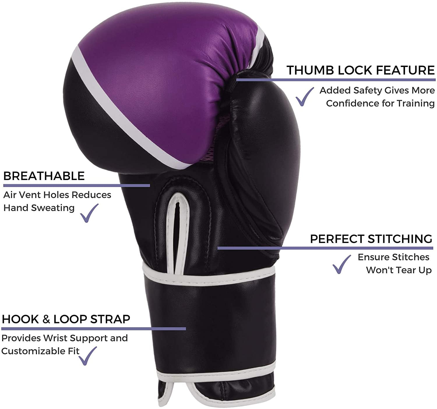 Kruzak Two-Tone Focus Mitts and Boxing Gloves Set for Kickboxing and Muay Thai MMA Training - Fitness Kit with Punching Pads for Martial Arts and Karate (Black/Purple, 16 oz)