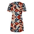 thumbnail image 4 of SMihono Robe d'Été Grande Taille pour Femmes 2023 Mode Fête de l'Indépendance Imprimée Col Rond Manches Courtes Robe, 4 of 6