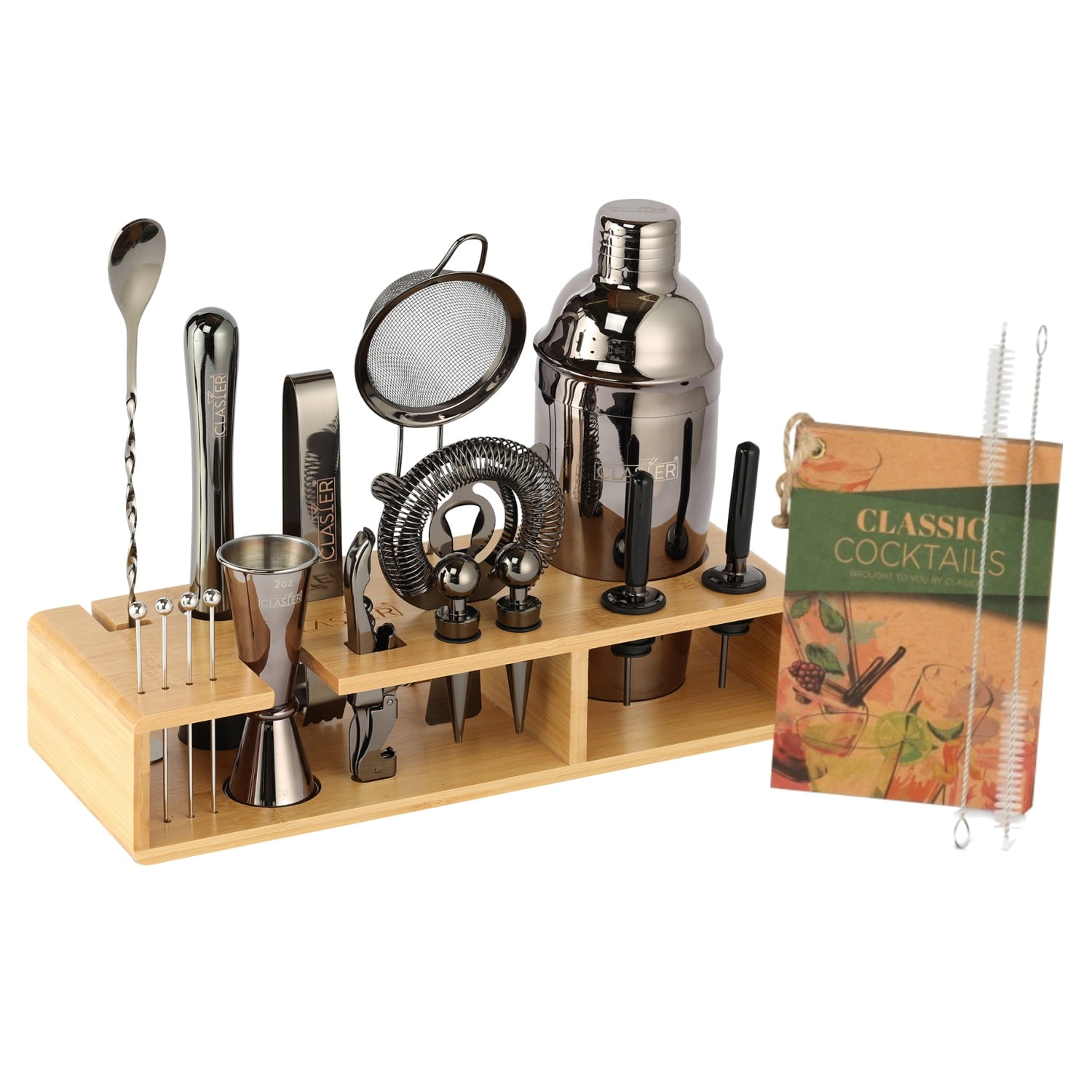 Black Mixology Bartender Kit 23-Piece Bar Set with Bamboo Stand Cocktail  Shaker Set Bar Tools Include Stainless Steel Cocktail Mixer Set, Wine  Bottle Opener, Strainer