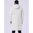 thumbnail image 3 of DARING DIVA Men's Full-Zip Detachable Hooded Long Quilted Puffer Jacket M White, 3 of 7