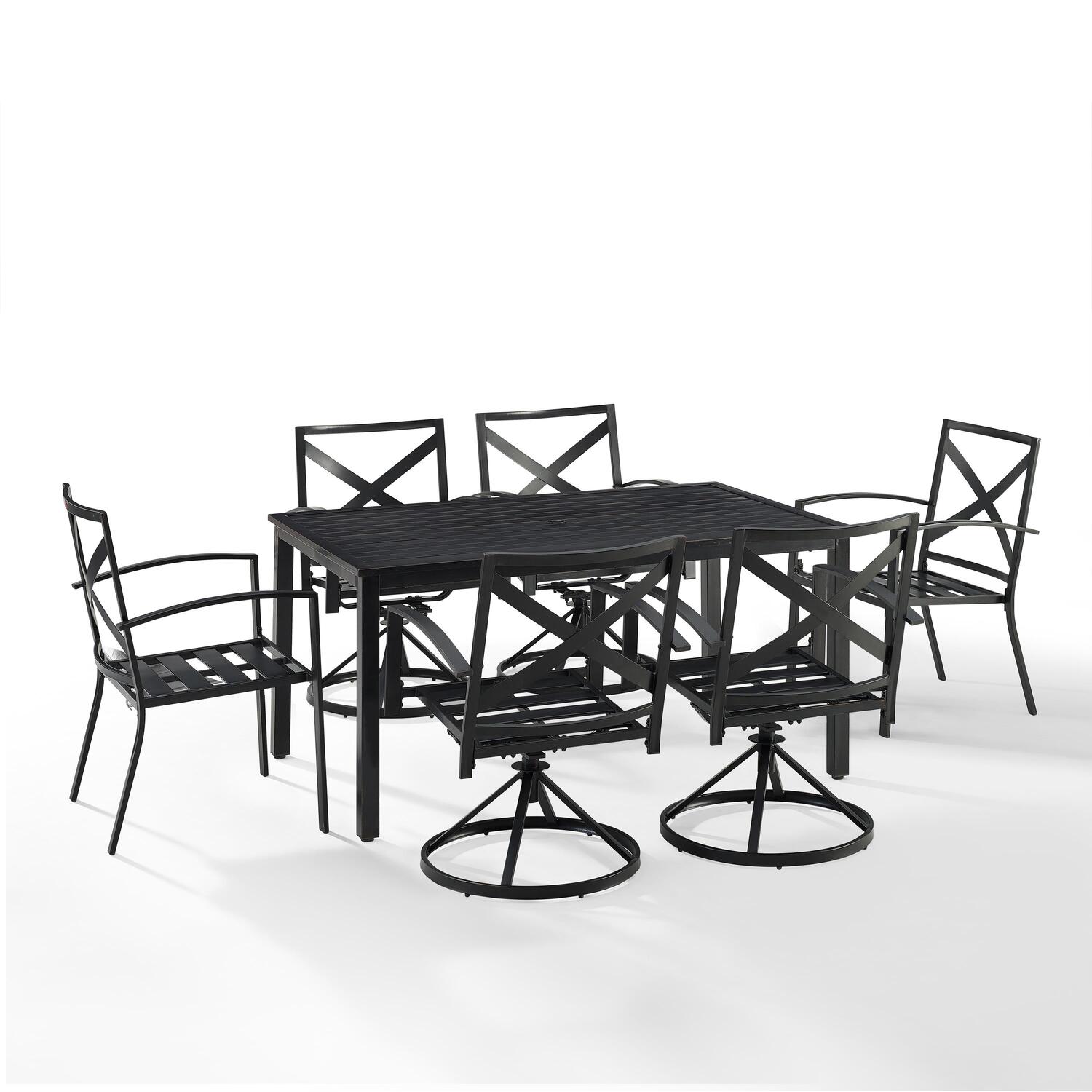 Crosley Furniture Kaplan 7Pc Outdoor Dining Set in Oil Rubbed Bronze/Oatmeal - image 3 of 10