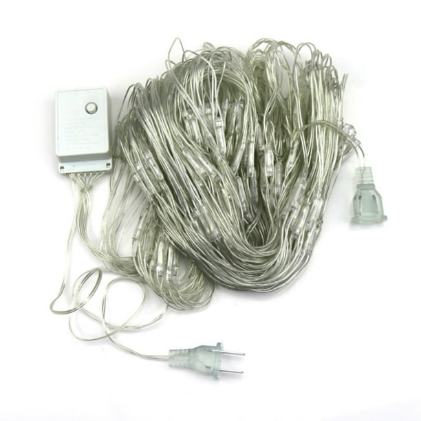 Injueey Lámparas LED encantadoras Adorno de vacaciones al aire libre Atmósfera impermeable Accesorios de diseño Iluminación Videojuegos y accesorios Blanco cálido, 1.5*1.5/96 luz Enchufe de EE. UU.