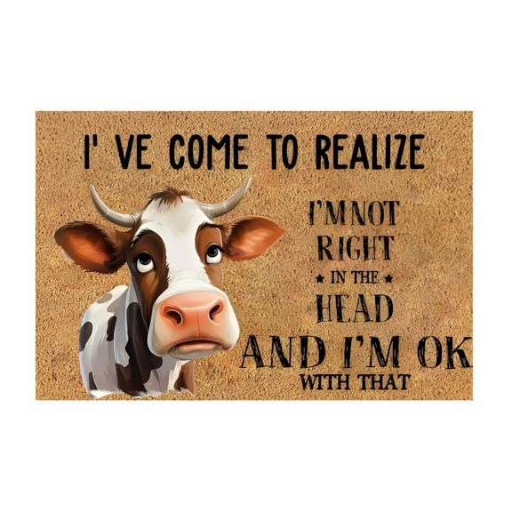 LAMIRO Funny Cow Coir Front Door Mat,Cow Welcome Mat Outdoor Door Mat,Farmhouse Doormat Rug,Farmhouse Home Porch Front Door Mat Outside Entrance,Door Mat Indoor Entrance Valentines Day Home Decor