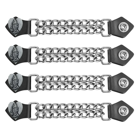 Dream Apparel Motorcycle Vest Extenders for Mans Biker Double Diamond Cut Chrome Chain 4PCS