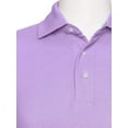 thumbnail image 2 of AKA Men's Solid Polo Shirt Classic Fit - Pique Chambray Collar Comfortable Quality Lavender-Long Sleeve Large, 2 of 4