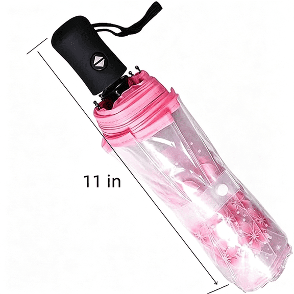 GASTROPOD Transparent Umbrella,11-" | Clear Umbrella with Pink Cherry Blossom Pattern,Suitable for Daily and Outdoor Rainy Use; Cute Umbrella for Girls