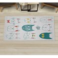thumbnail image 1 of Cat Decorative Rug, Pets Moustache Bow Tie Hat Crown Fluffy and Fish Humor Faces Graphic, Quality Carpet for Bedroom Dorm and Living Room, 6 Sizes, Cadet Blue, by Ambesonne, 1 of 1