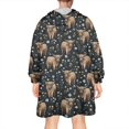 thumbnail image 2 of Black Highland Cow Flower Pattern Wearable Oversized Blanket,Wearable Blanket Hoodie for Adults,Cozy Hooded Blankets with Super Pockets,Super Warm Fuzzy Pullover for Women & Men, 2 of 6
