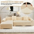 thumbnail image 4 of Super Thick Sectional Couch Covers L Shape Sofa Covers Stretch 2pcs Sofa Slipcovers for 3 Seater + 3 Seater Sectional Chaise Slipcover with 4pcs Pillow Covers for Pets, Beige Weave, 4 of 14