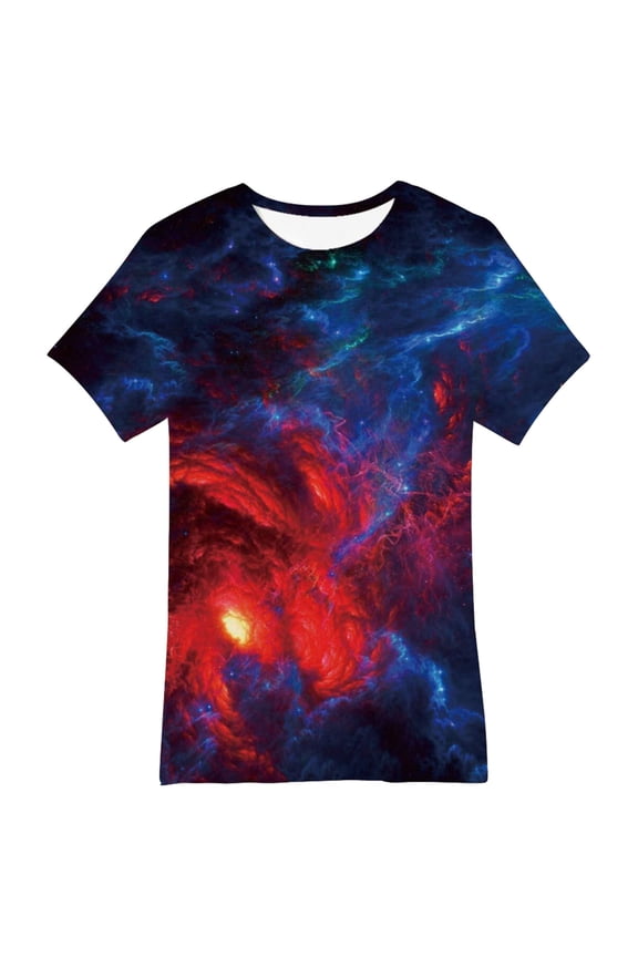 Big Boys Galaxy Shirt Starry Sky Print Short Sleeve T-Shirt Unisex Kids Tee Top
