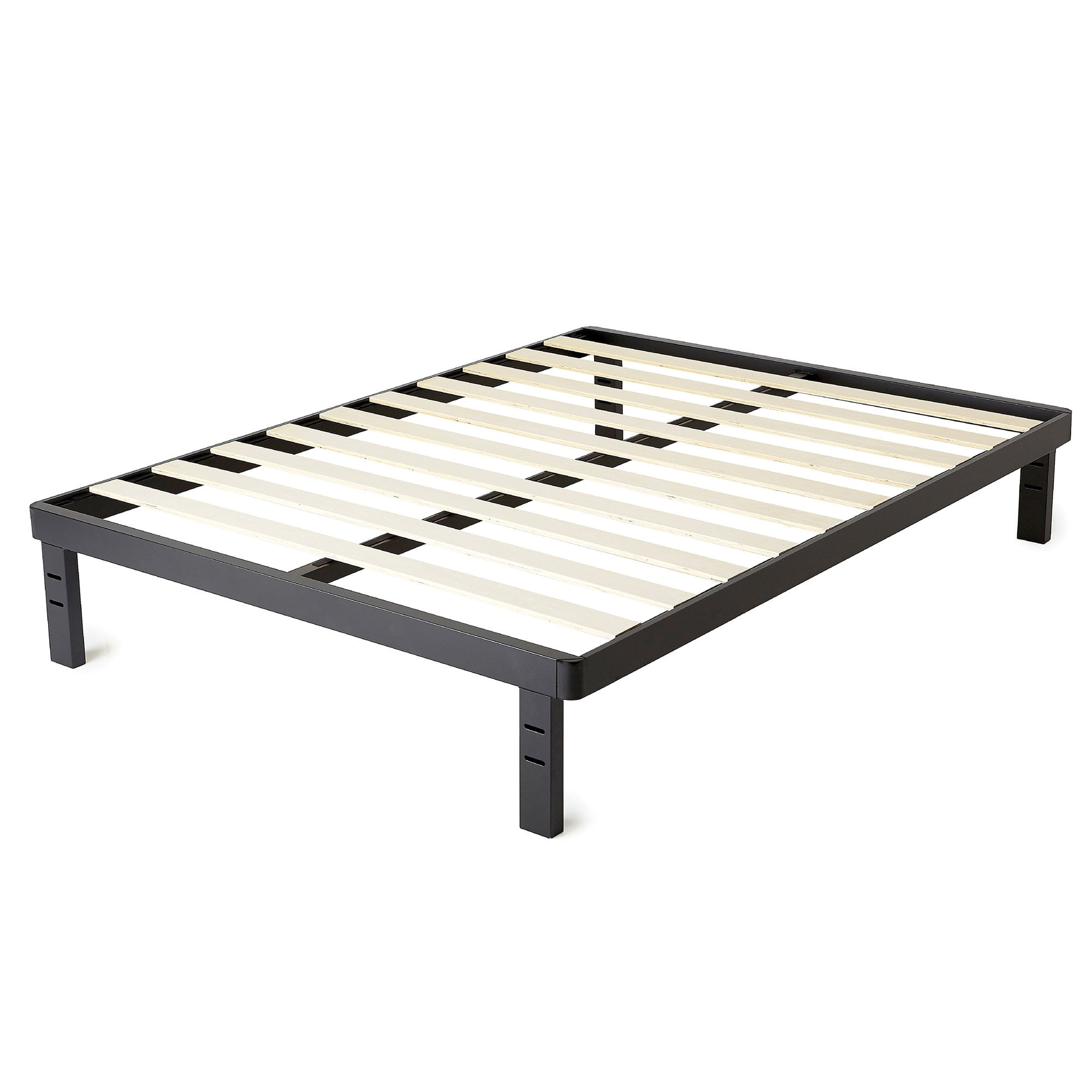 Intellibase Deluxe Black Metal Platform Bed Frame With Wooden Slats Intellibase Deluxe Black Metal Platform Bed Frame With Wooden Slats Queen Sized Com